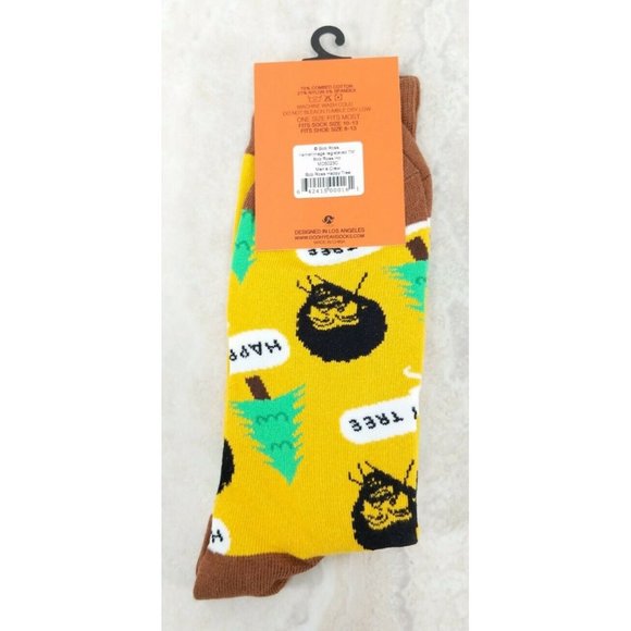 Bob Ross Happy Trees Oooh Geez! Men's Crew Socks, Gold, One Size Fits Most - Picture 4 of 4